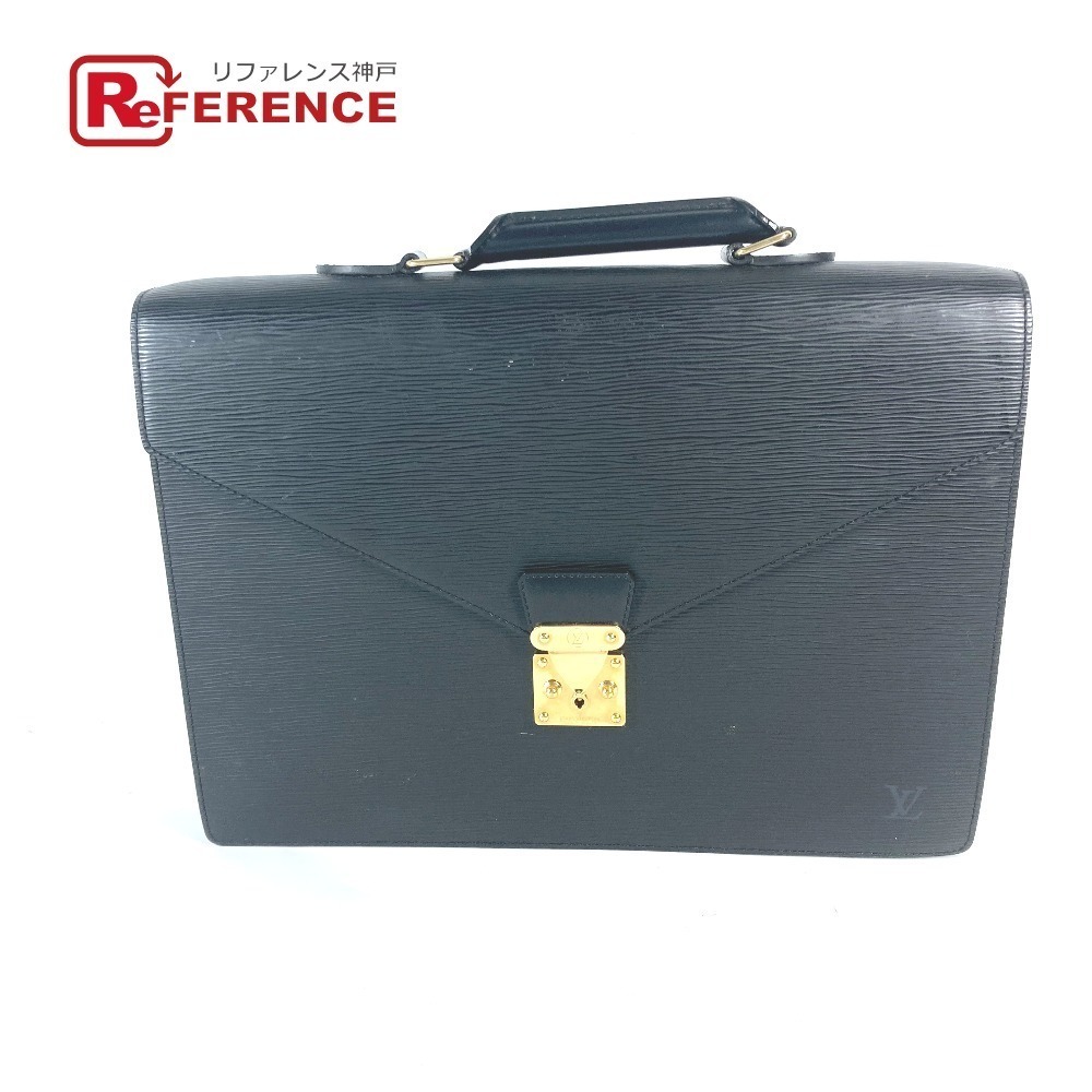 Louis Vuitton Epi Serviette Ambassador Bag Handbag Leather Noir Black
